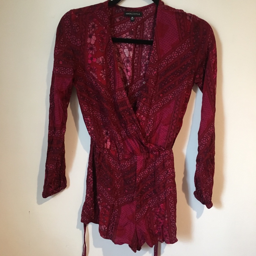 Burgundy Floral Romper